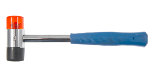   MAZZUOLE CON TESTE RIPORTATE IN ACETATO E GOMMA   MANICO IN FERRO, IMPUGANTURA IN GOMMA,   CON SPINA DI SICUREZZA ANTIINFORTUNISTICA  Ø mm: 35 - 45 - 60 