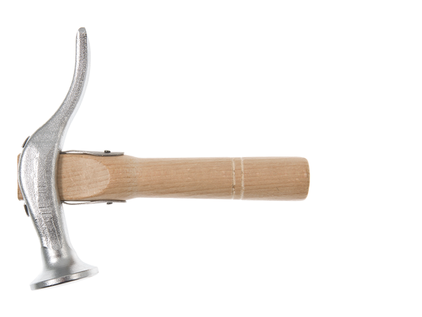   MARTELLO CALZOLAIO "CEM", CROMATO, TESTA LUCIDA,    LINGUETTE DI SICUREZZA, MANICO IN LEGNO CORTO  