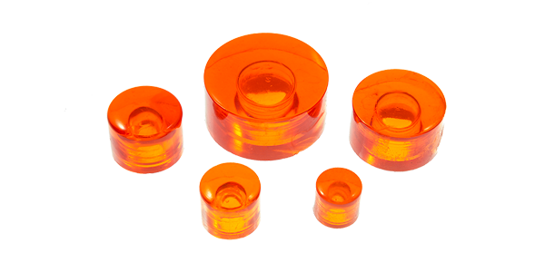   TESTE DI RICAMBIO IN ACETATO ROSSO  Ø mm: 22 - 28 - 35 - 45 - 60 