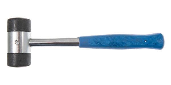   MAZZUOLE CON TESTE RIPORTATE IN GOMMA   CON MANICO IN FERRO E IMPUGNATURA IN GOMMA   CON SPINA DI SICUREZZA ANTINFORTUNISTICA  Ø mm: 35 - 45 - 60 