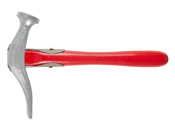   MARTELLO CALZOLAIO CROMATO, TESTA LUCIDA,   LINGUETTE DI SICUREZZA, MANICO IN LEGNO ROSSO  