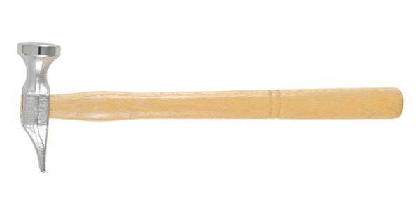   MARTELLO ORLATRICE CROMATO, TESTA LUCIDA,   MANICO IN LEGNO  