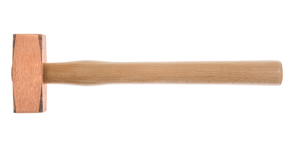   MAZZUOLE IN RAME CON MANICO IN LEGNO,   CON BLOCCAGGIO E TASSELLO ANTIINFORTUNISTICO  peso gr: 200 - 300 - 400 - 500 - 600 - 800 - 1000 - 1500 - 2000 